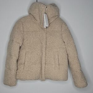 Boss Cozy Cream Hooded Down Feather Jacket